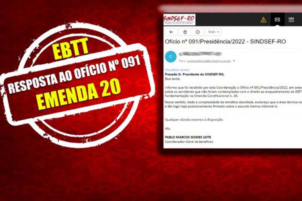 Ministério da Economia responde ofício do SINDSEF-RO com pedido de EBTT aos aposentados da emenda constitucional 20
