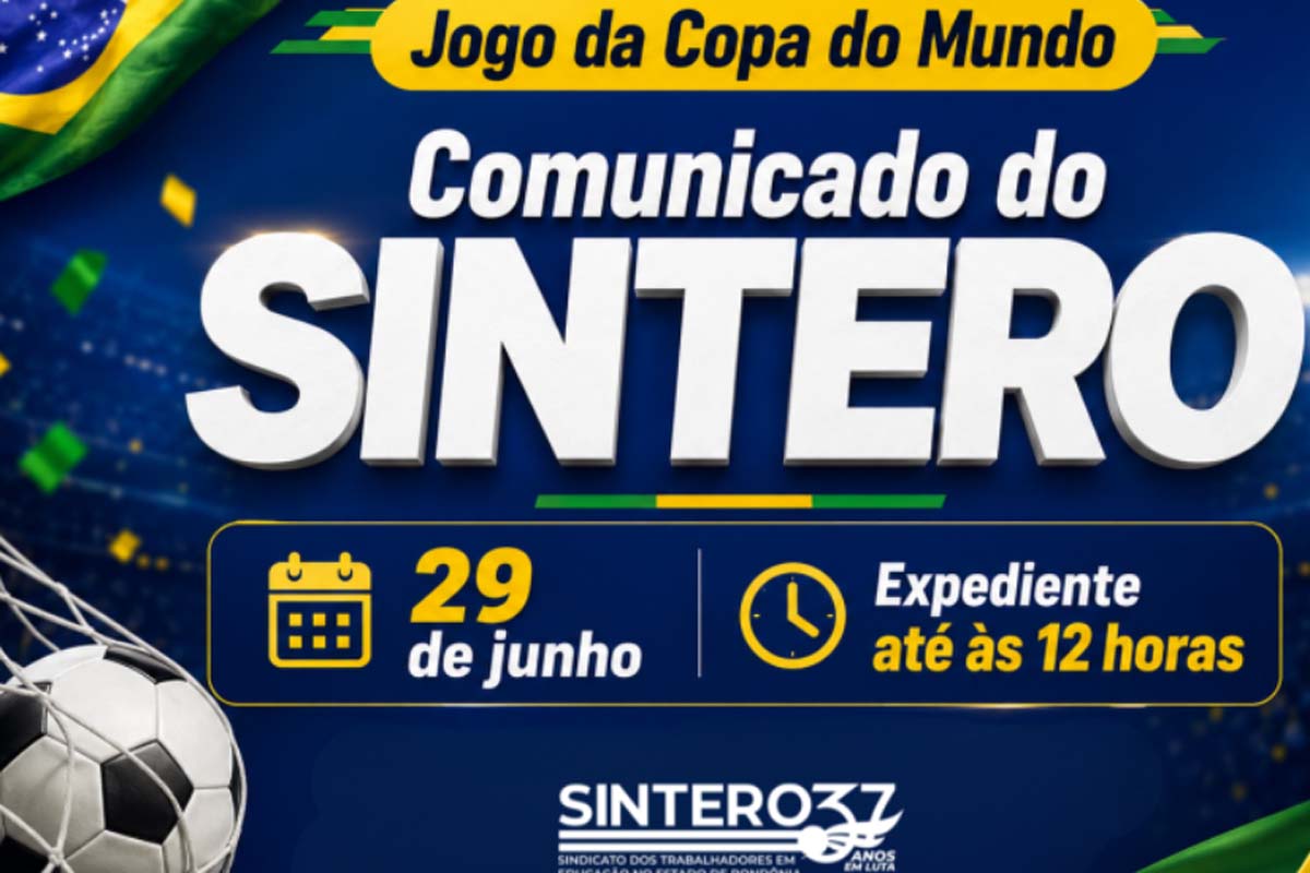 SINTERO e as regionais funcionarão até às 12h em razão do jogo da Seleção Brasileira na Copa do Mundo