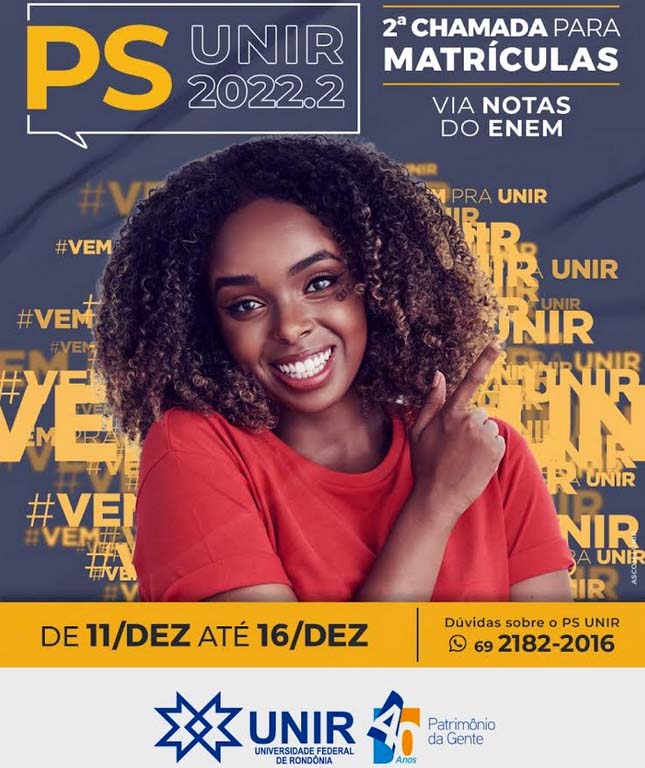 UNIR convoca aprovados para cursos do segundo semestre de 2022