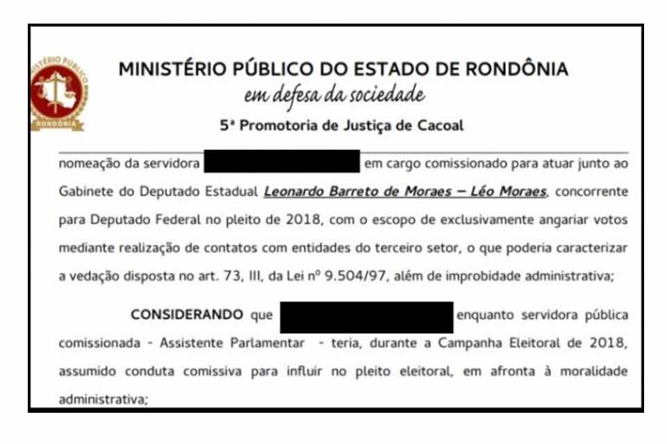 MP investiga ex-servidora comissionada que teria cometido crime eleitoral para obter votos na eleição de Léo Moraes
