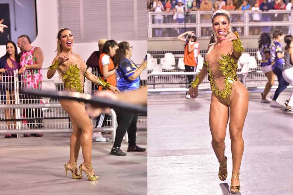 FOTOS - Tati Minerato mostra ótima forma durante ensaio da Águia de Ouro em São Paulo