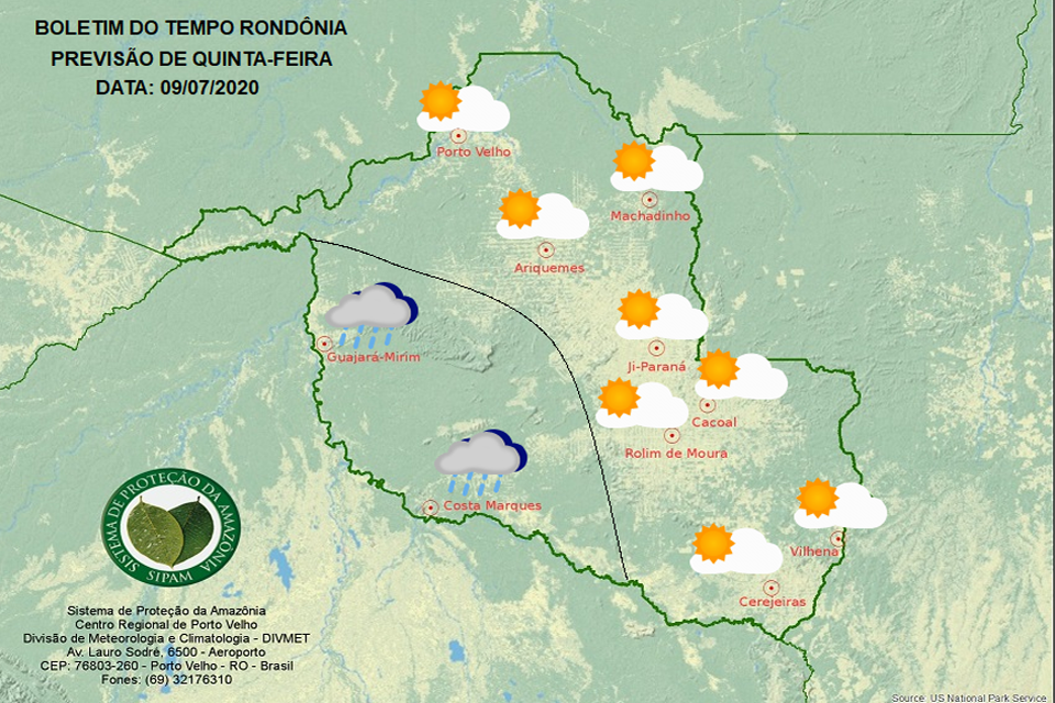 Confira a previsão do tempo para esta quinta-feira em Rondônia