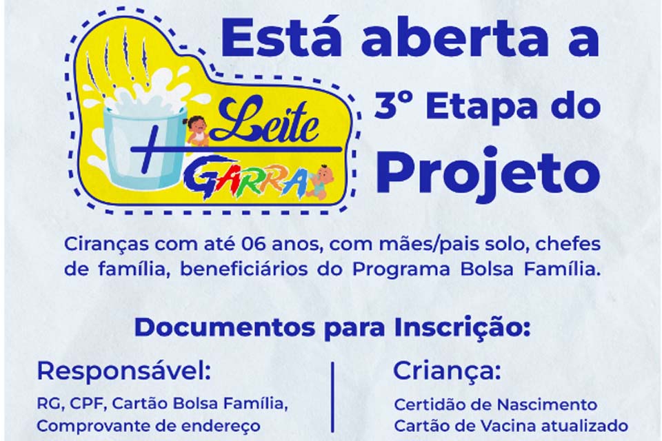 Semast de Pimenta Beuno informa que está aberta a 3° Etapa do Projeto Leite + Garra