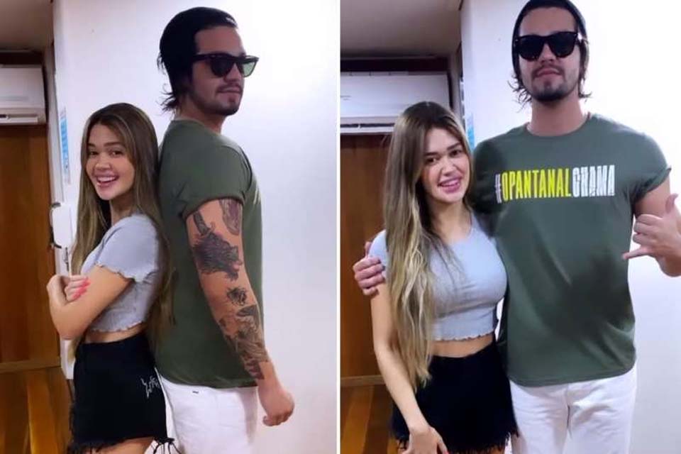 Franciny Ehlke e Luan Santana brincam com diferença de altura