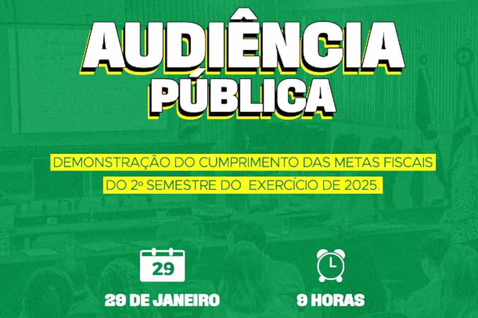 Prefeitura convida toda a população para a Audiência Pública de prestação de contas