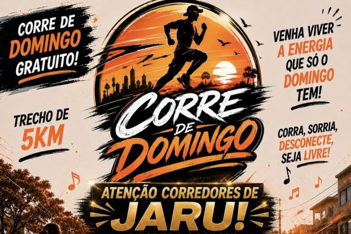 Corre de Domingo terá percurso de 5 km e promete reunir moradores de Jaru em evento gratuito