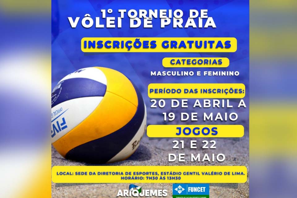 Funcet anuncia abertura das inscrições para o primeiro torneio de vôlei de praia