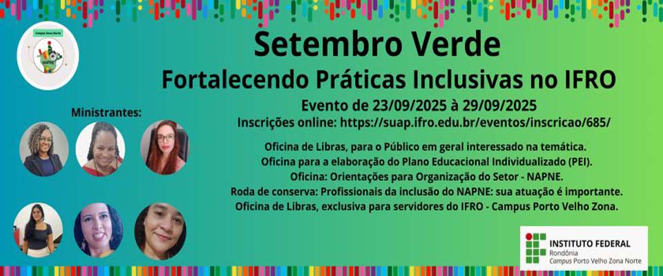 IFRO promove “Setembro Verde” com oficinas e formação voltadas à inclusão educacional