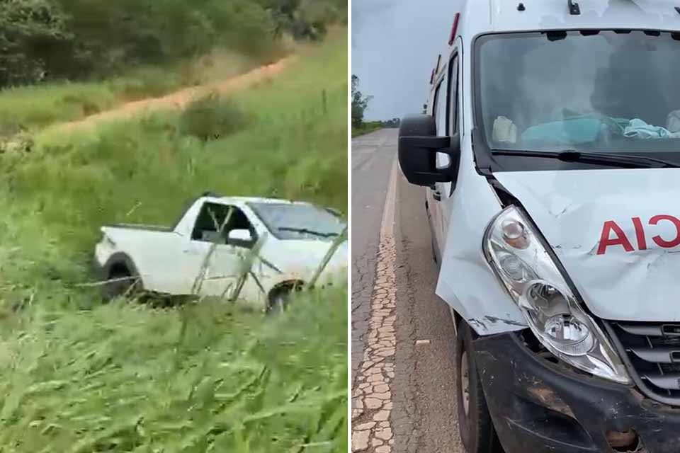 Ambulância de São Francisco do Guaporé se envolve em acidente na BR 429