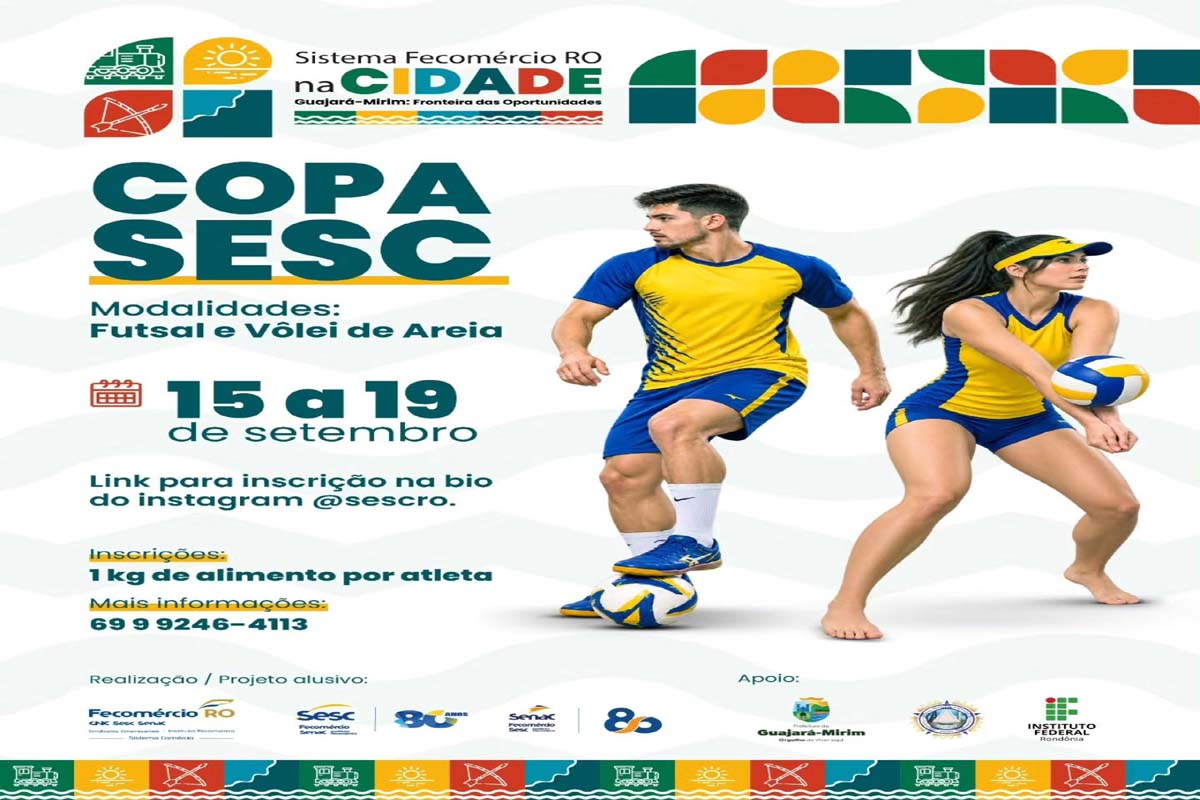 Copa Sesc abre inscrições para futsal e vôlei de areia em Guajará-Mirim