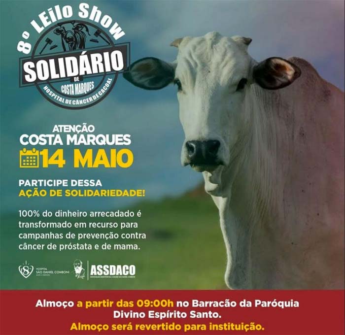 Domingo é dia de LeiloShow da ASSDACO em Costa Marques