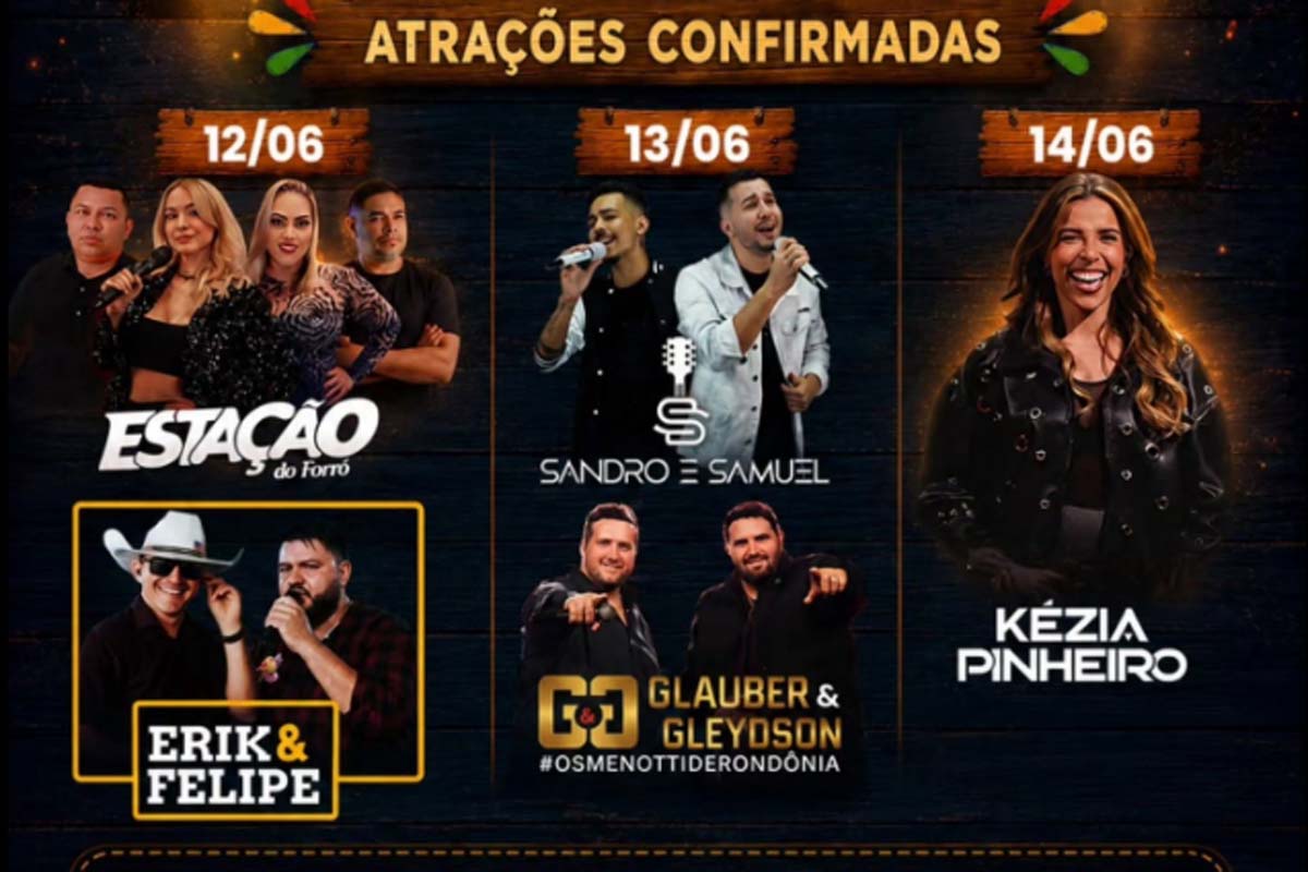 Confira programação do Arraiá Ariquemes que ocorre nos 12, 13 e 14 de junho 