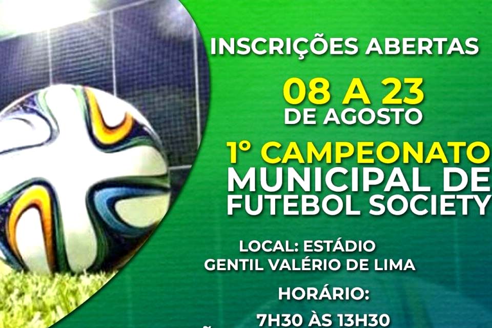 Inscrições abertas para o 1º Campeonato Municipal de Futebol Society