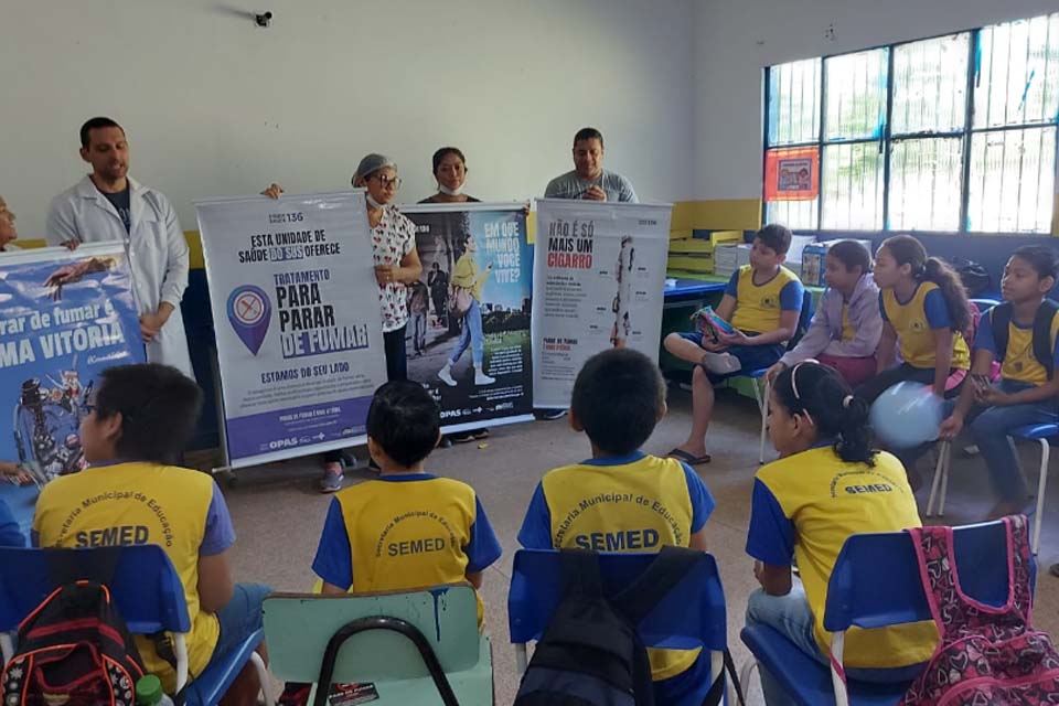Palestra de conscientização sobre riscos do tabagismo é ministrada para alunos da Vila Princesa