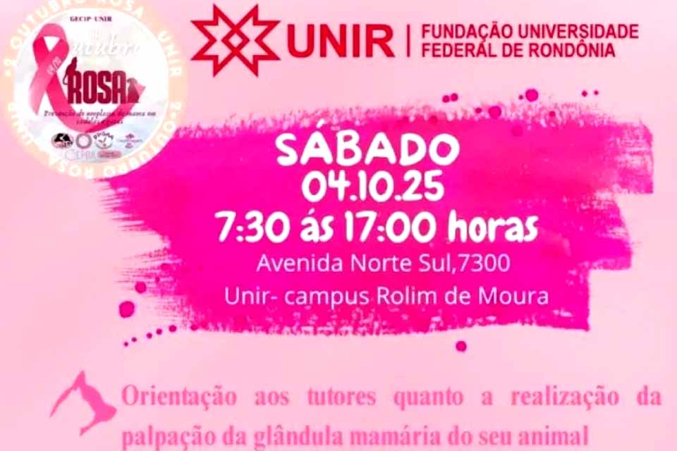 UNIR promove II Outubro Rosa Pet com atendimentos gratuitos para diagnóstico de câncer de mama em cadelas e gatas