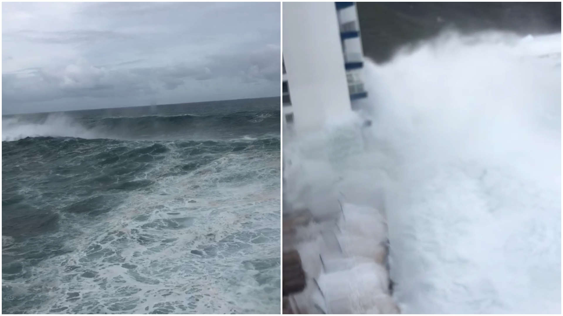 Onda gigante atinge 4º andar de prédio nas Ilhas Canárias