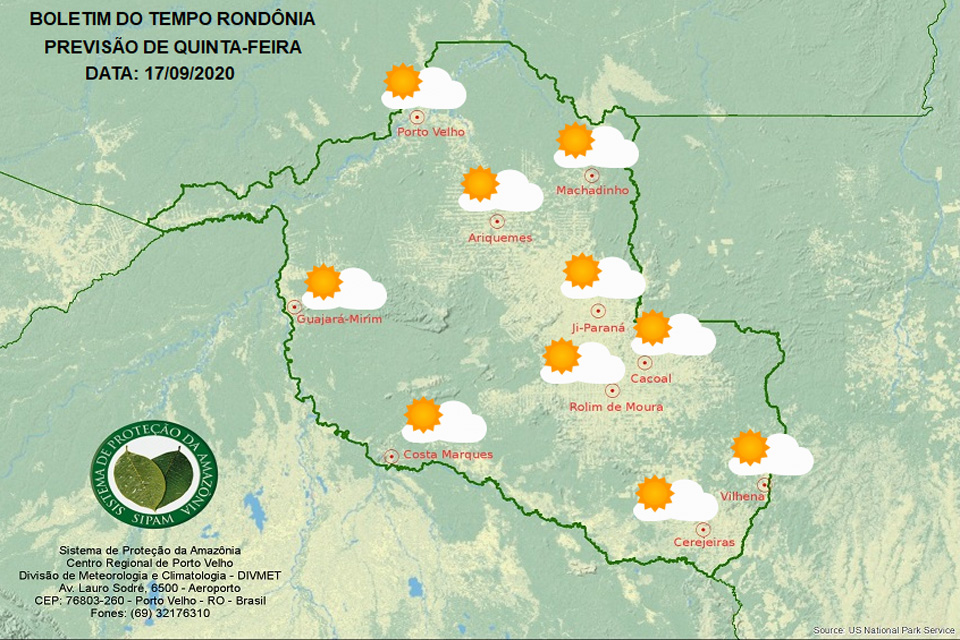 Confira a previsão do tempo para esta quinta-feira em Rondônia