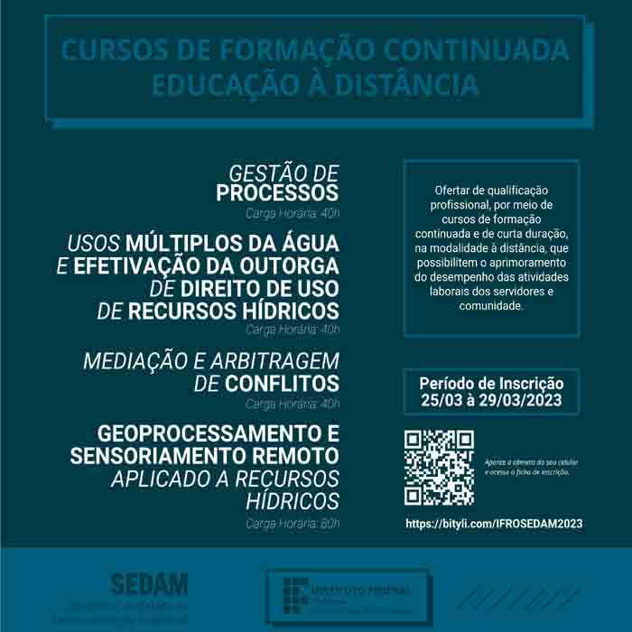 IFRO Calama abre seleção para cursos de qualificação profissional a distância nas áreas de meio ambiente e gestão de processos 
