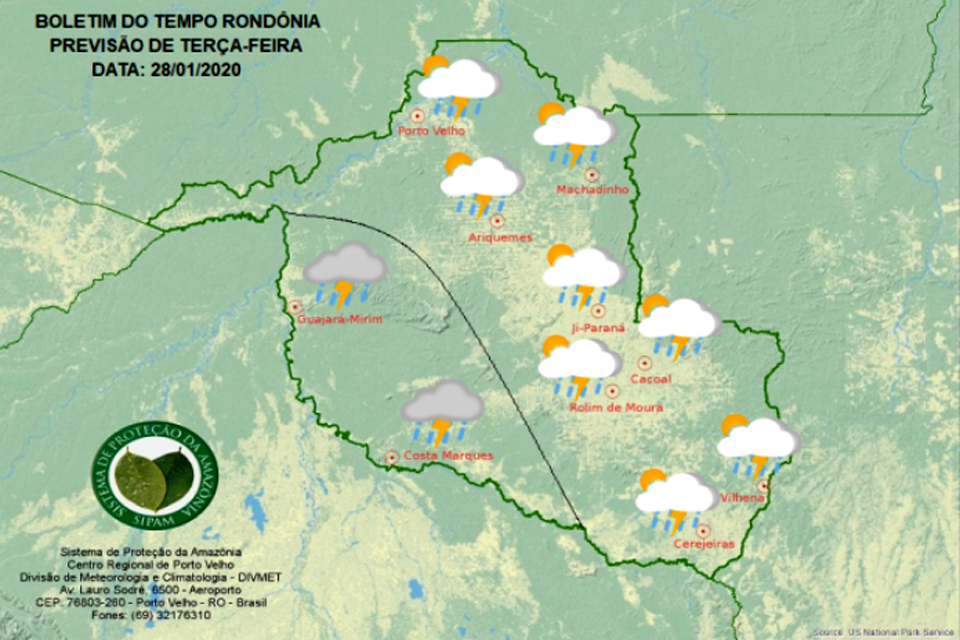 Confira a previsão do tempo para esta terça-feira em Rondônia