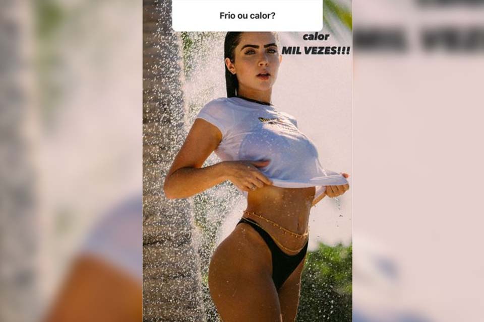 Com camiseta molhada e biquíni, Jade Picon diz preferir o calor: 'Mil vezes'