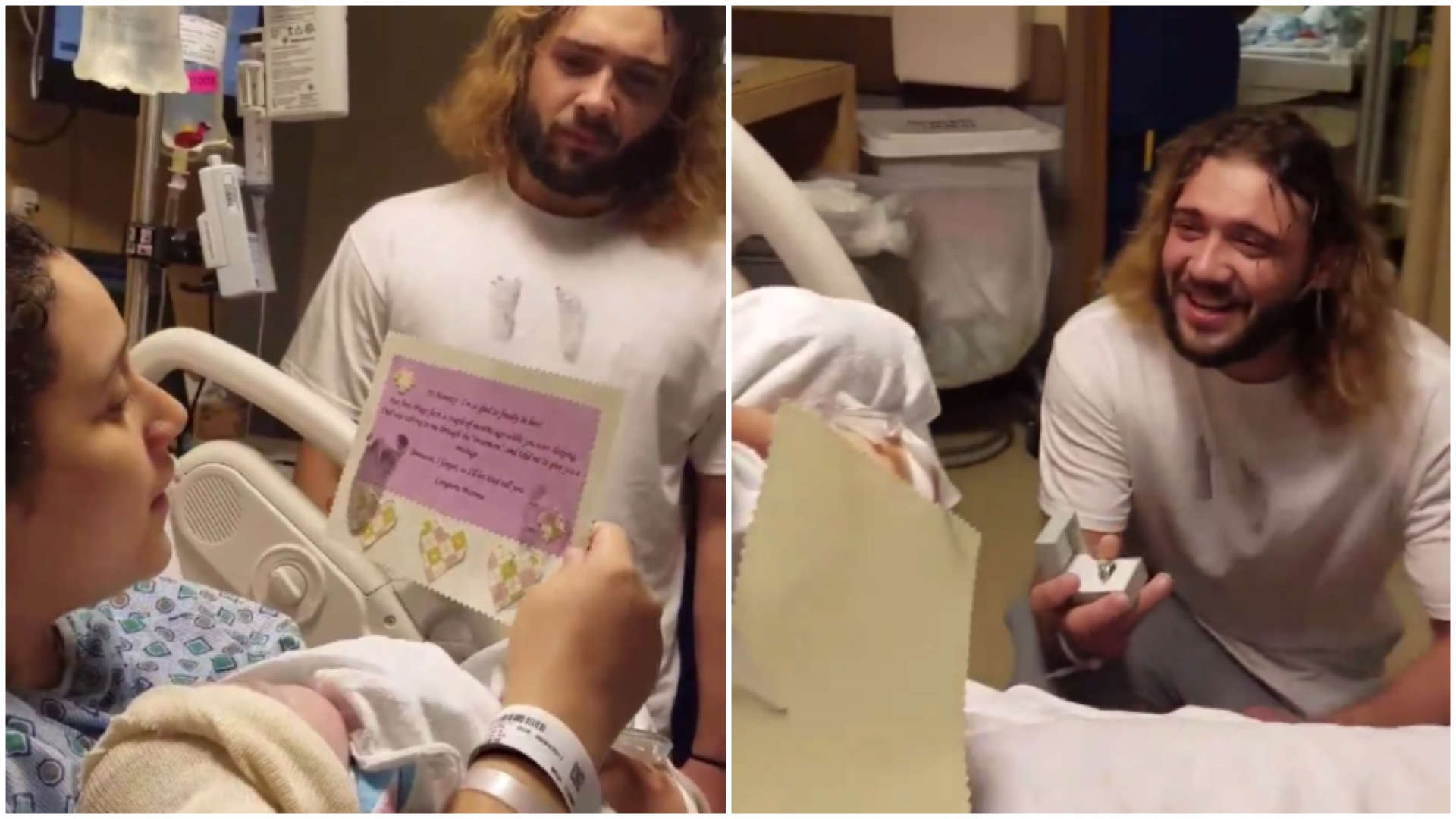 Mulher dá a luz e recebe pedido casamento emocionado