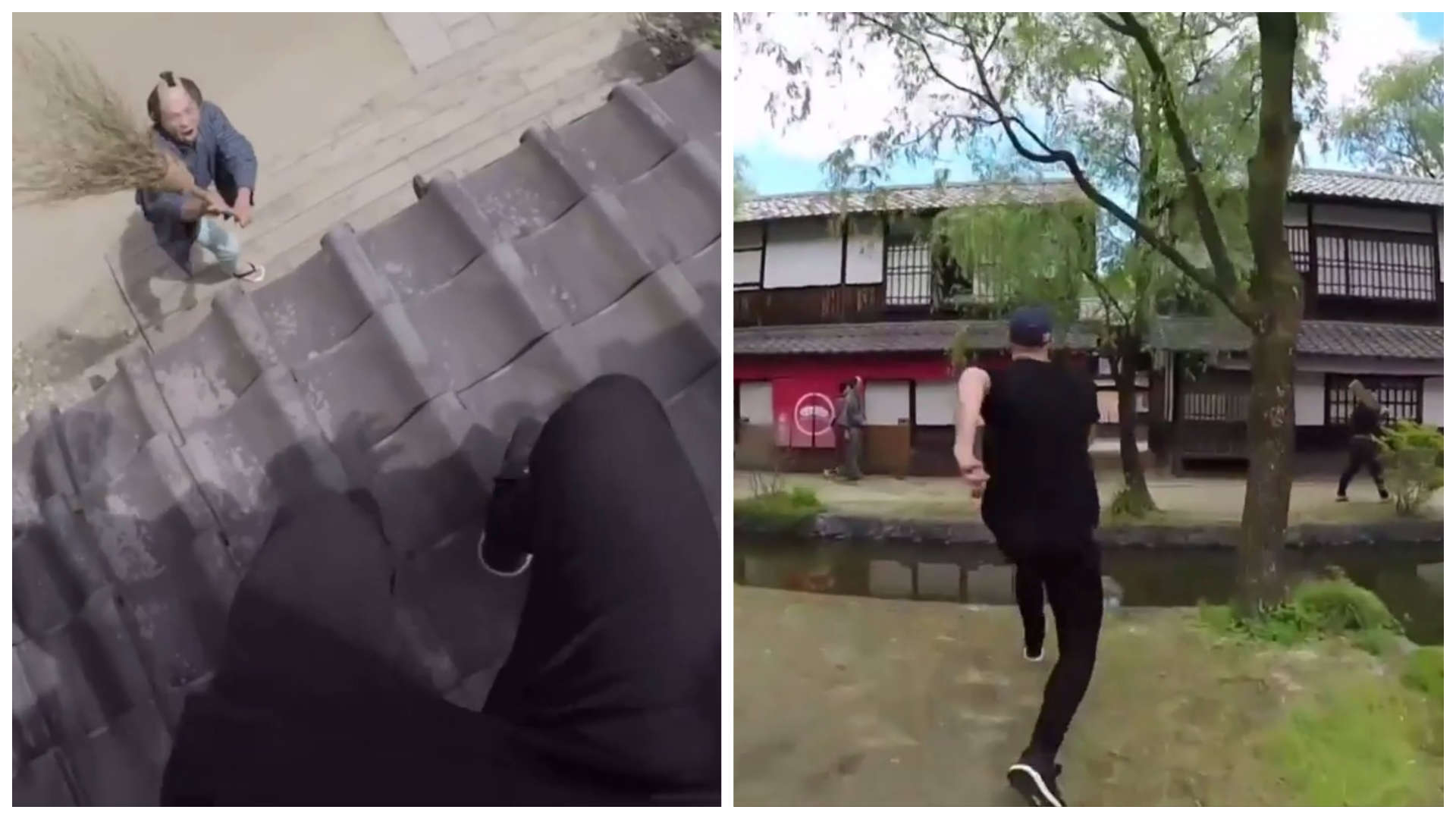 Praticante de parkour é perseguido por ninjas no Japão