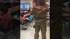 Militar surpreende filho de 8 anos na escola