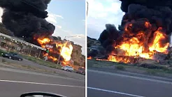 Motorista flagra explosão em posto de gasolina 