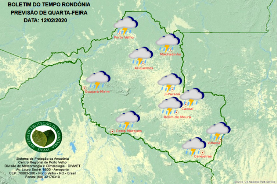Confira a previsão do tempo para esta quarta-feira em Rondônia