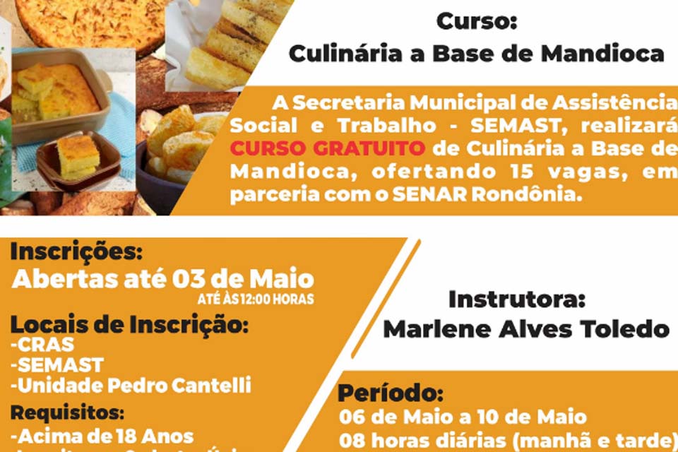 Semast de Pimenta Bueno realiza curso de Culinária a base de mandioca
