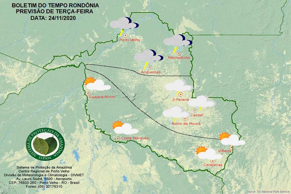 Confira a previsão do tempo para esta terça-feira em Rondônia