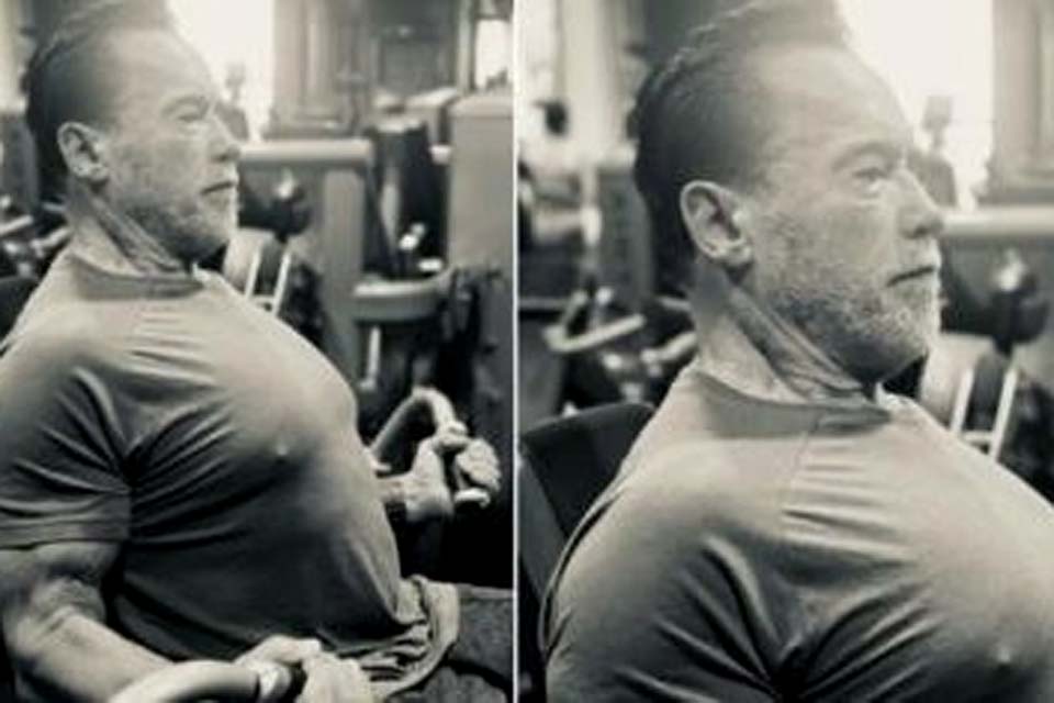 Aos 74 anos, Schwarzenegger impressiona com corpo musculoso