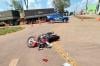 Colisão entre carro e moto deixa mulher ferida em Rolim de Moura