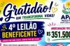 APAE de Santa Luzia do Oeste arrecada mais de R$ 351 mil durante 4º Leilão Beneficente