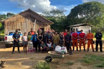 Famílias indígenas recebem do governo de Rondônia cestas básicas e água mineral