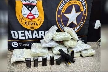 Denarc e Receita Federal apreende 12 quilos de skunk e pistola em Ji-Paraná