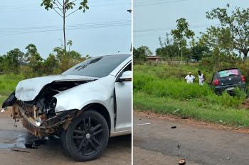 Colisão entre dois veículos deixa dois feridos na RO-383 em Cacoal