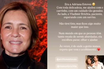 Adriana Esteves surpreende mulher em aeroporto com gesto chama a atenção