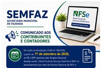 A partir de 1º de setembro de 2026, as MEI e EPP optantes deverão emitir a NFS-e por meio do Emissor Nacional