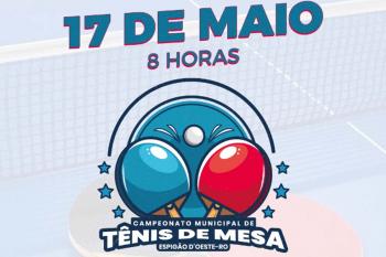 Inscrições: Campeonato Municipal de Tênis de Mesa em Espigão do Oeste 