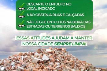 Prefeitura disponibiliza área no antigo lixão para receber entulho de forma correta e responsável