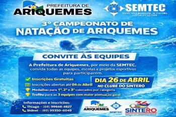 Campeonato de natação em Ariquemes abre inscrições gratuitas até abril