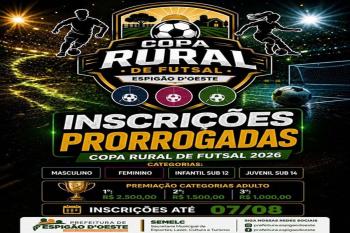 Copa Rural de Futsal 2026: inscrições são prorrogadas até 7 de agosto em Espigão