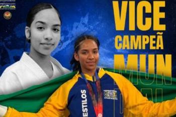 Competindo na Romênia, adolescente rondoniense de 16 anos é vice-campeã Mundial de Karatê