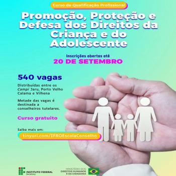 IFRO abre seleção para curso sobre direitos da criança e do adolescente
