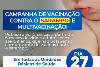  Semsau realiza no próximo sábado o dia “D” da Campanha de Vacinação contra sarampo e multivacinação