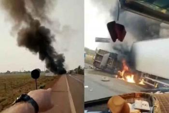 Colisão entre caminhões deixa dois mortos e interdita BR-364