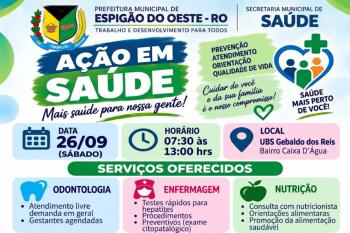 Prefeitura convida toda a comunidade para participar da Ação em Saúde na UBS Gebaldo dos Reis