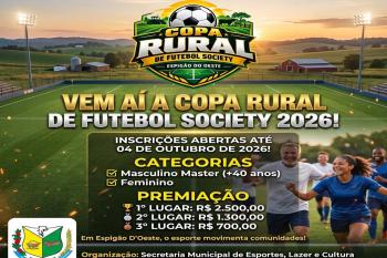 Espigão do Oeste abre inscrições para a Copa Rural de Futebol Society 2026