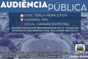 Câmara Municipal de Rolim de Moura convida população para Audiência Pública
